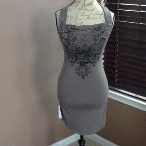 Miss me unplugged embellished jersey tunic dress